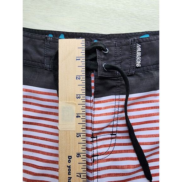 Swim Board Shorts-Maui and Sons, Inc.-Waist Tie-Men's Size 36 - Picture 14 of 16
